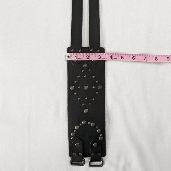 Y2K Brown Black Suede Leather Silver Metallic Studded Double Strand Western Belt - Picture 7 of 9
